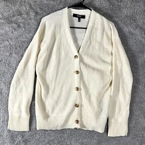 Hudson Los angeles Cardigan Sweater Women S Off White Chunky Knit Ribbed Walking